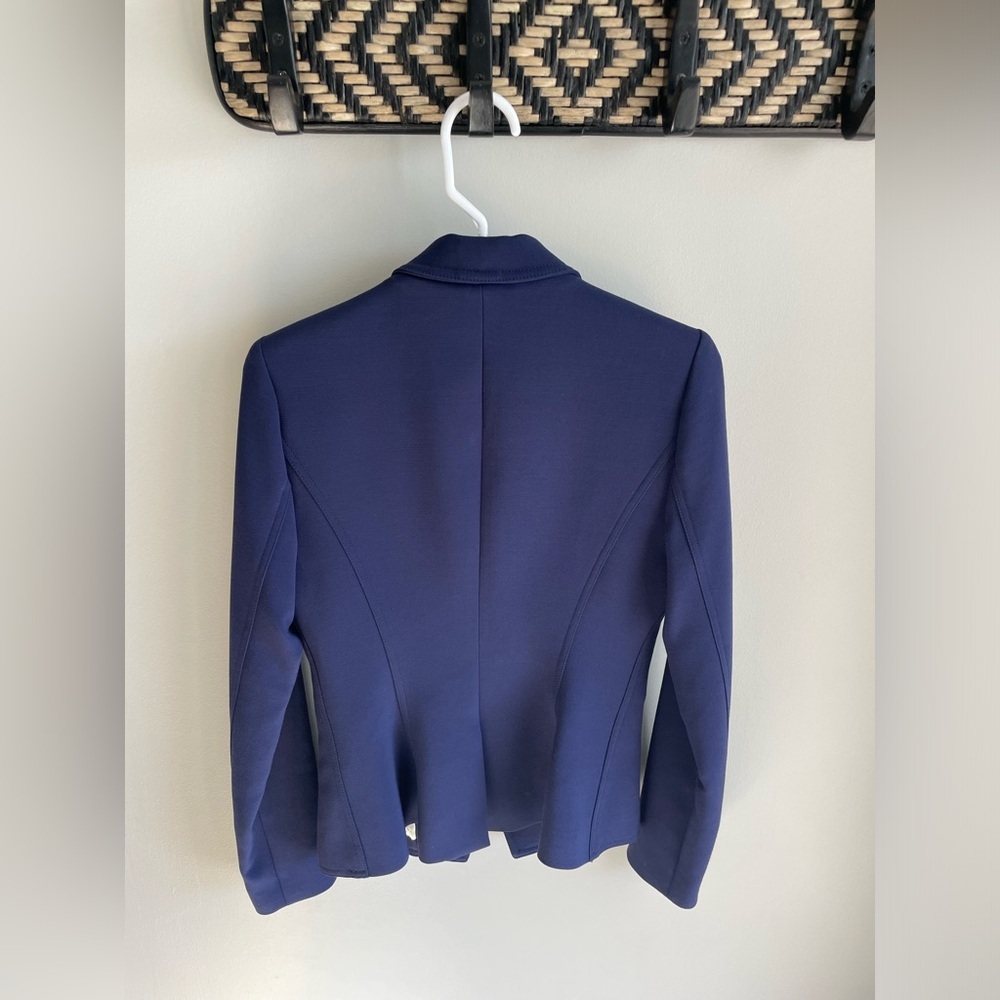 Smythe Asymmetrical Wrap Blazer - Navy Blue + Gold Buttons - Size 4 - Picture 12 of 16